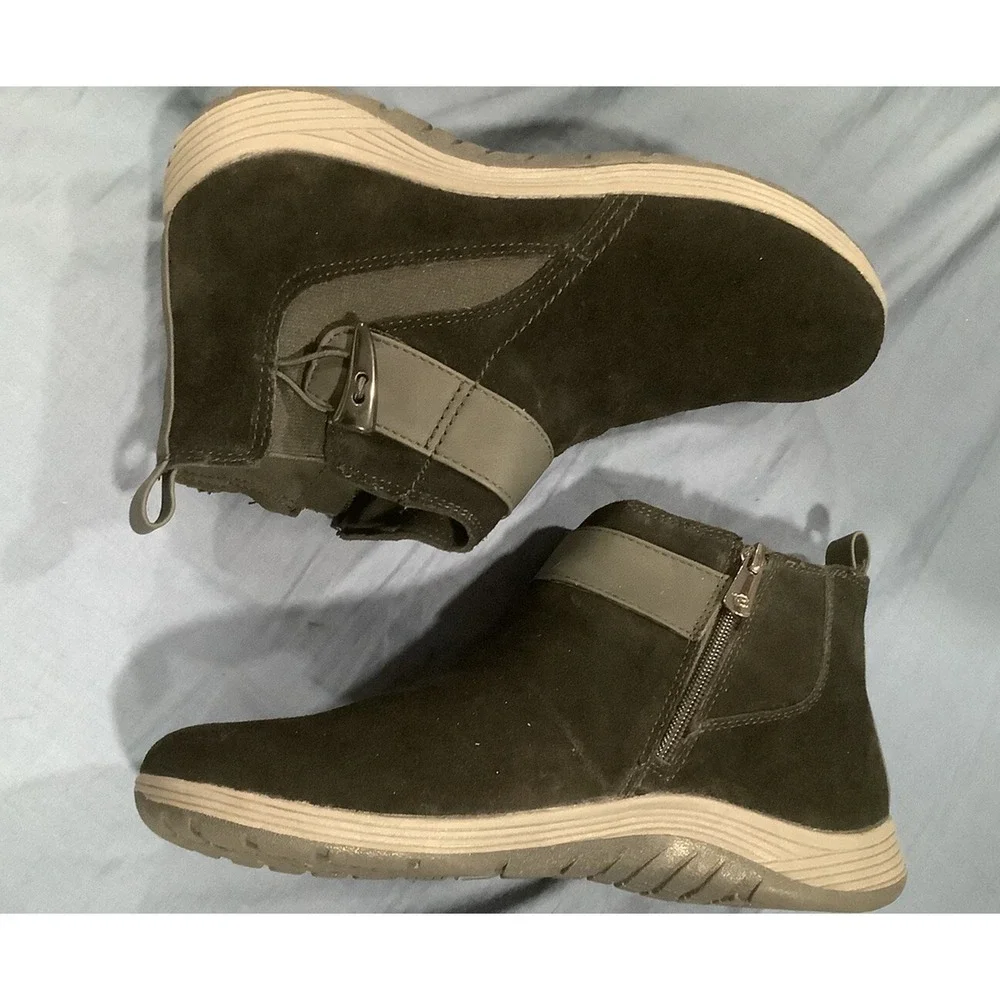 Easy Spirit Hadely Black Leather Suede Ankle Boot Women's Size 9.5 Wide (NWOB)